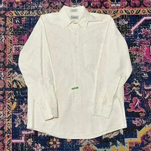 L.L. Bean Shirt Mens 16.5 -34 Heavy Weight Yellow Long Sleeve Dress Shirt 0XL99